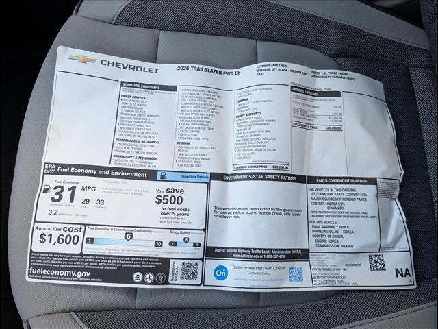 new 2026 Chevrolet TrailBlazer car, priced at $25,390