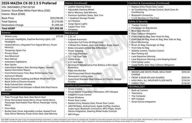 used 2026 Mazda CX-30 car, priced at $31,495