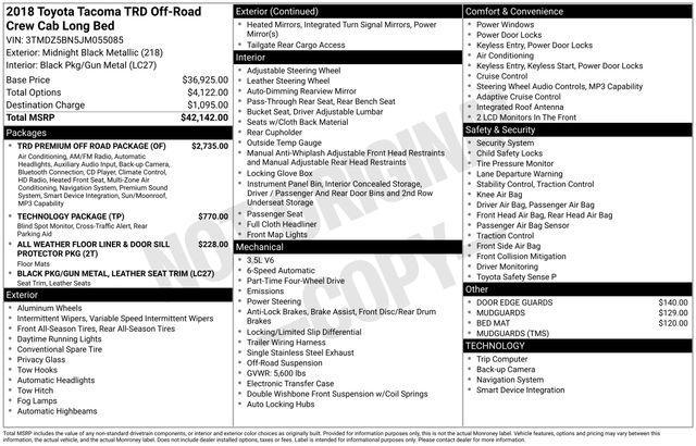 used 2018 Toyota Tacoma car, priced at $28,977