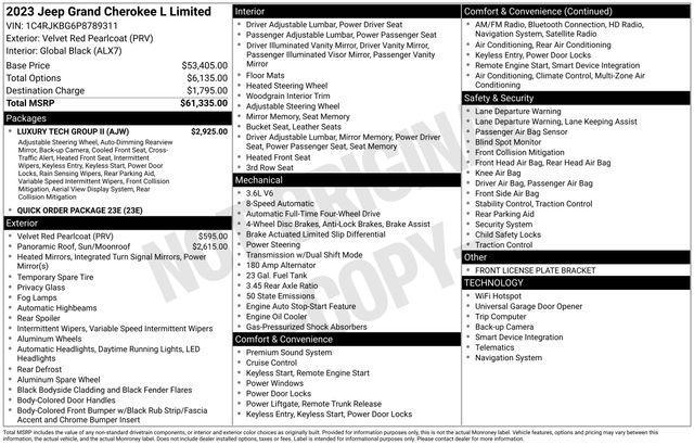 used 2023 Jeep Grand Cherokee L car, priced at $31,977