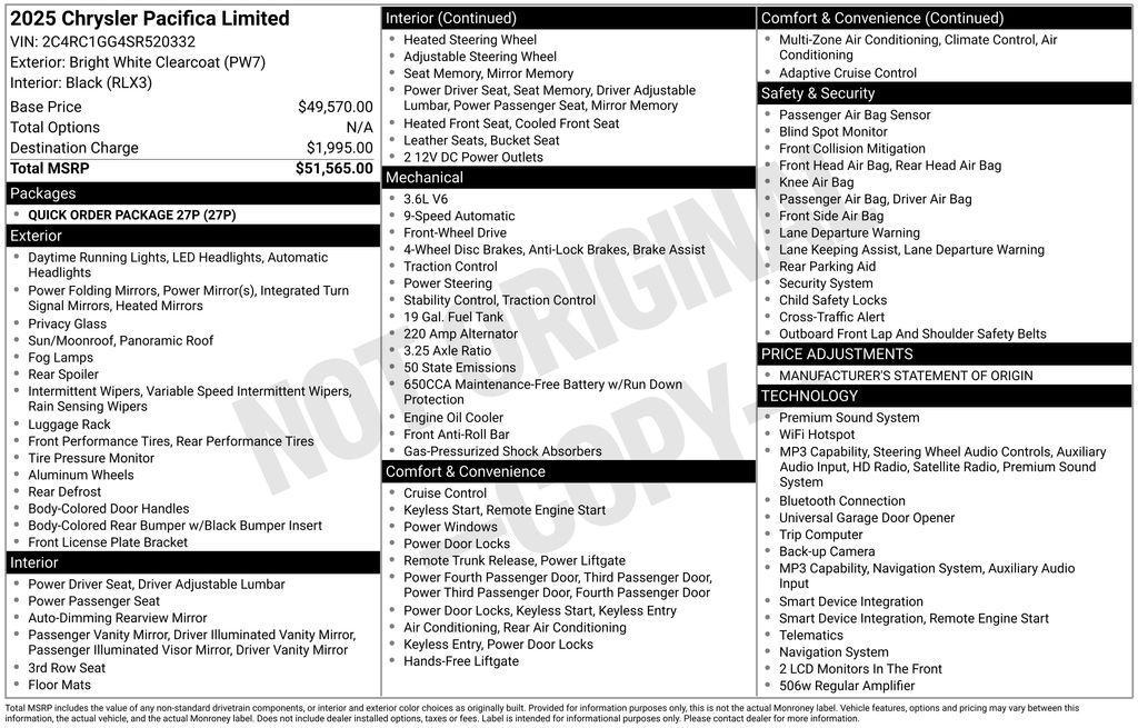 used 2025 Chrysler Pacifica car, priced at $31,296