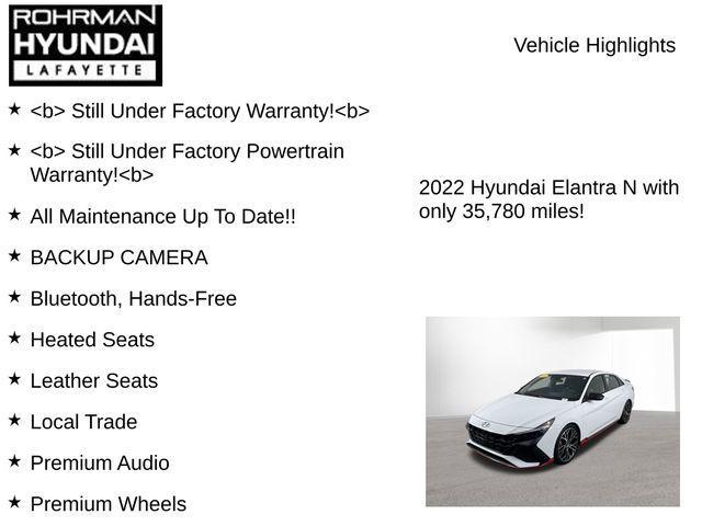 used 2022 Hyundai ELANTRA N car, priced at $26,709