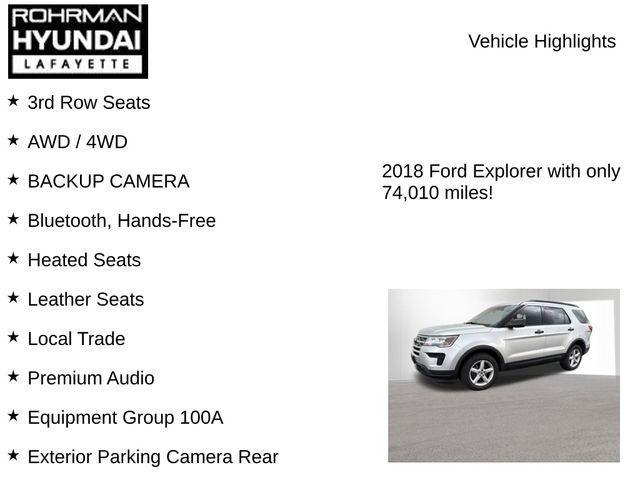 used 2018 Ford Explorer car, priced at $17,412