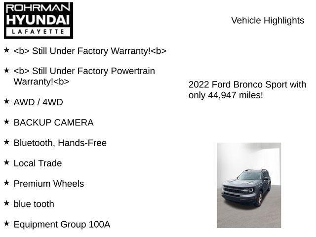 used 2022 Ford Bronco Sport car, priced at $20,530
