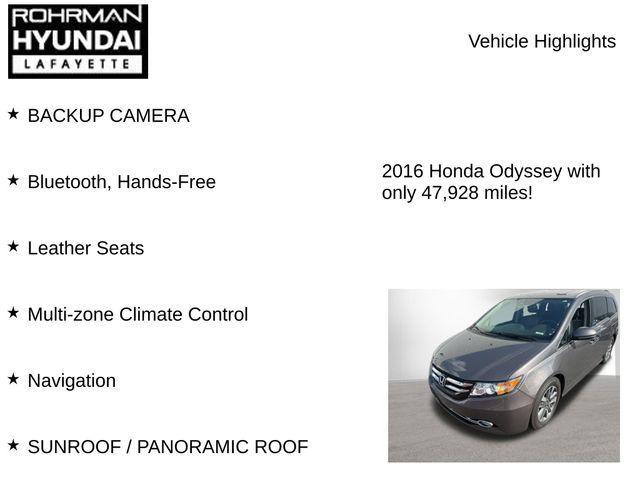 used 2016 Honda Odyssey car, priced at $24,000