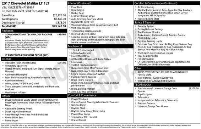 used 2017 Chevrolet Malibu car, priced at $12,998