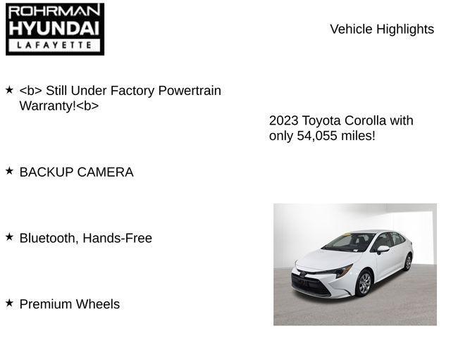 used 2023 Toyota Corolla car, priced at $18,000