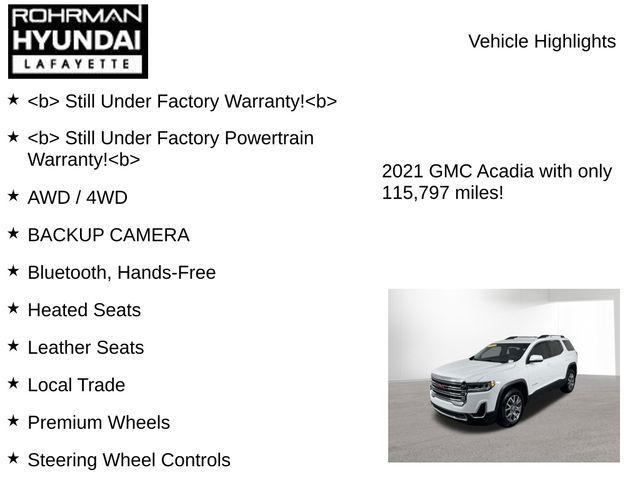 used 2021 GMC Acadia car, priced at $18,000