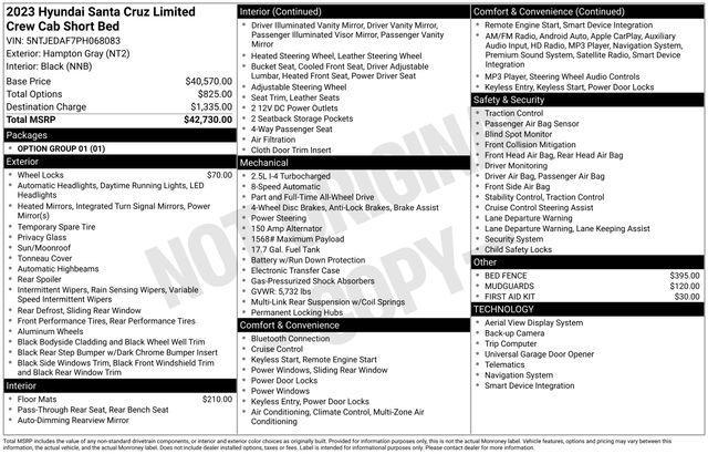 used 2023 Hyundai SANTA CRUZ car, priced at $29,999