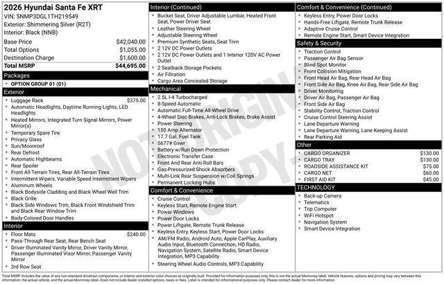 new 2026 Hyundai Santa Fe car, priced at $38,967