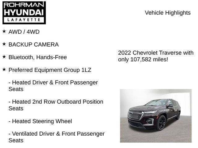 used 2022 Chevrolet Traverse car, priced at $27,030