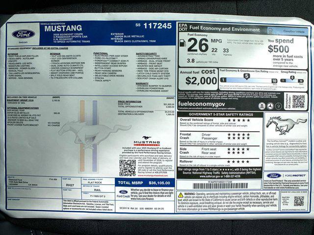 new 2025 Ford Mustang car, priced at $34,728