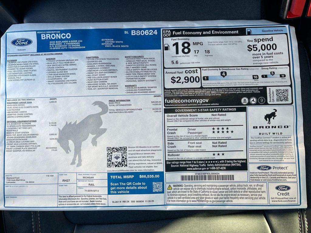 new 2025 Ford Bronco car, priced at $60,477