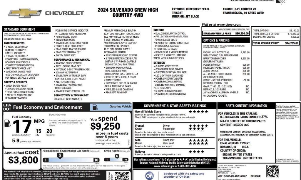 used 2024 Chevrolet Silverado 1500 car, priced at $56,250