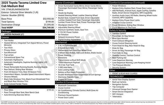 new 2025 Toyota Tacoma car, priced at $51,521