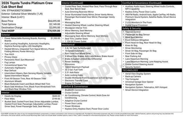 new 2026 Toyota Tundra car, priced at $63,392