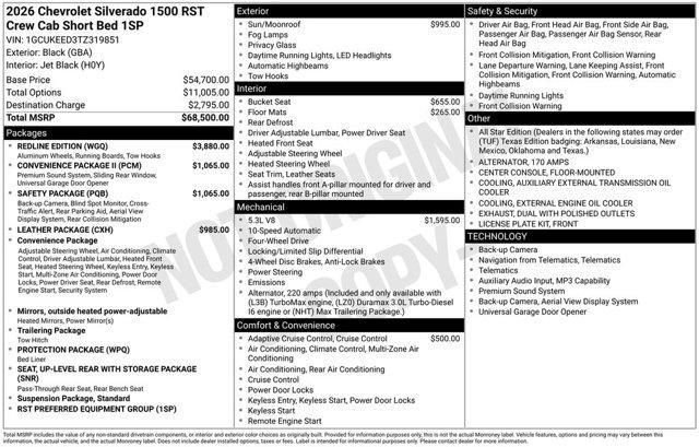 new 2026 Chevrolet Silverado 1500 car, priced at $55,695