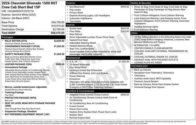 new 2026 Chevrolet Silverado 1500 car, priced at $55,070