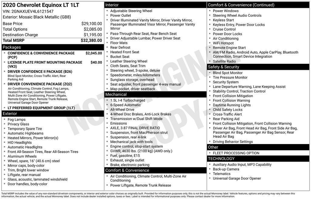 used 2020 Chevrolet Equinox car, priced at $16,880