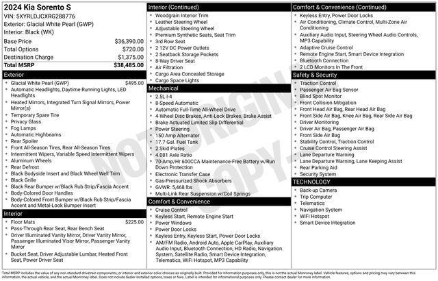 used 2024 Kia Sorento car, priced at $27,000