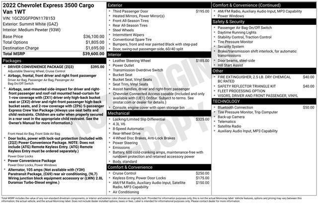 used 2022 Chevrolet Express 3500 car, priced at $23,000