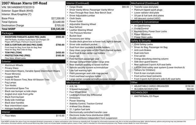 used 2007 Nissan Xterra car, priced at $9,000