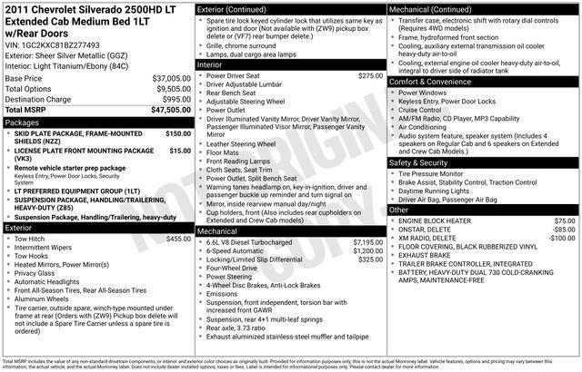 used 2011 Chevrolet Silverado 2500 car, priced at $20,000