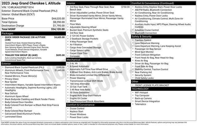 used 2023 Jeep Grand Cherokee L car, priced at $31,000