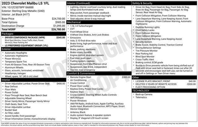 used 2023 Chevrolet Malibu car, priced at $15,500