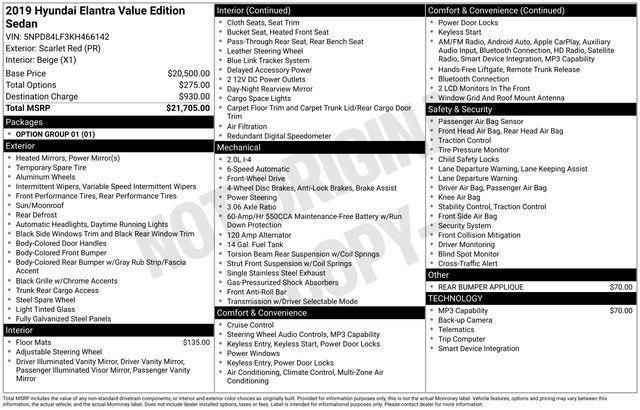 used 2019 Hyundai Elantra car, priced at $13,500