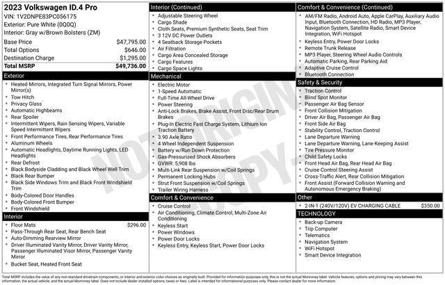 used 2023 Volkswagen ID.4 car, priced at $19,000