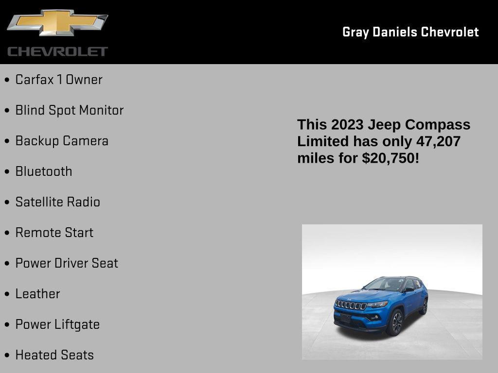 used 2023 Jeep Compass car, priced at $20,750