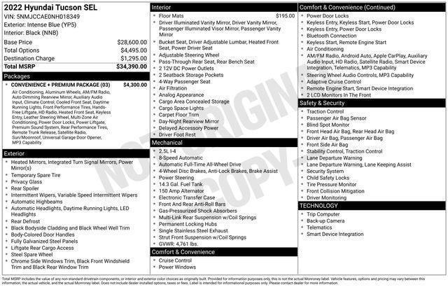 used 2022 Hyundai Tucson car, priced at $18,405