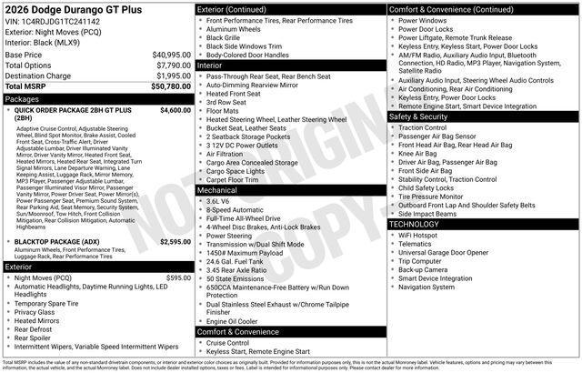 new 2026 Dodge Durango car, priced at $47,879