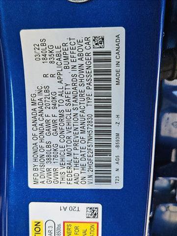 used 2022 Honda Civic car, priced at $17,698