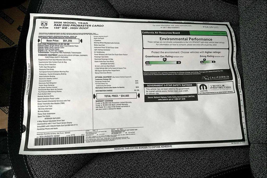 new 2026 Ram ProMaster 2500 car, priced at $48,052
