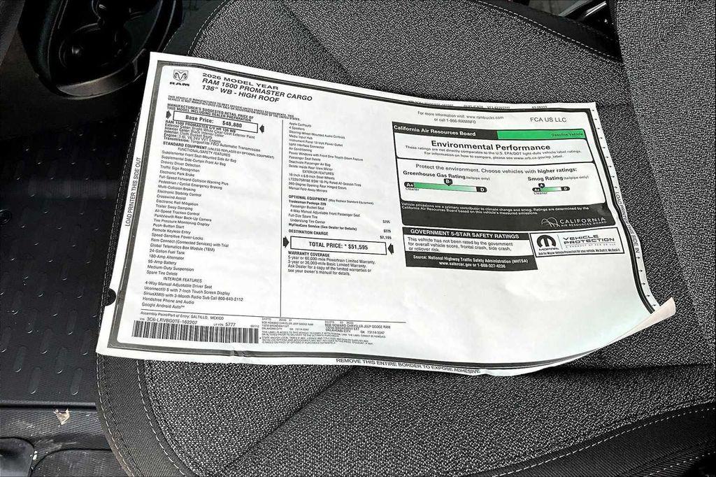 new 2026 Ram ProMaster 1500 car, priced at $42,665