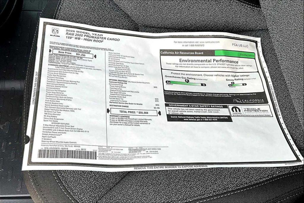 new 2026 Ram ProMaster 2500 car, priced at $48,951