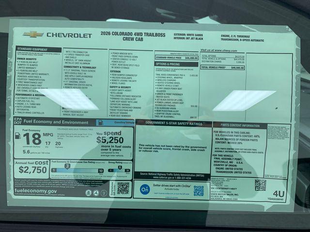 new 2026 Chevrolet Colorado car, priced at $42,451