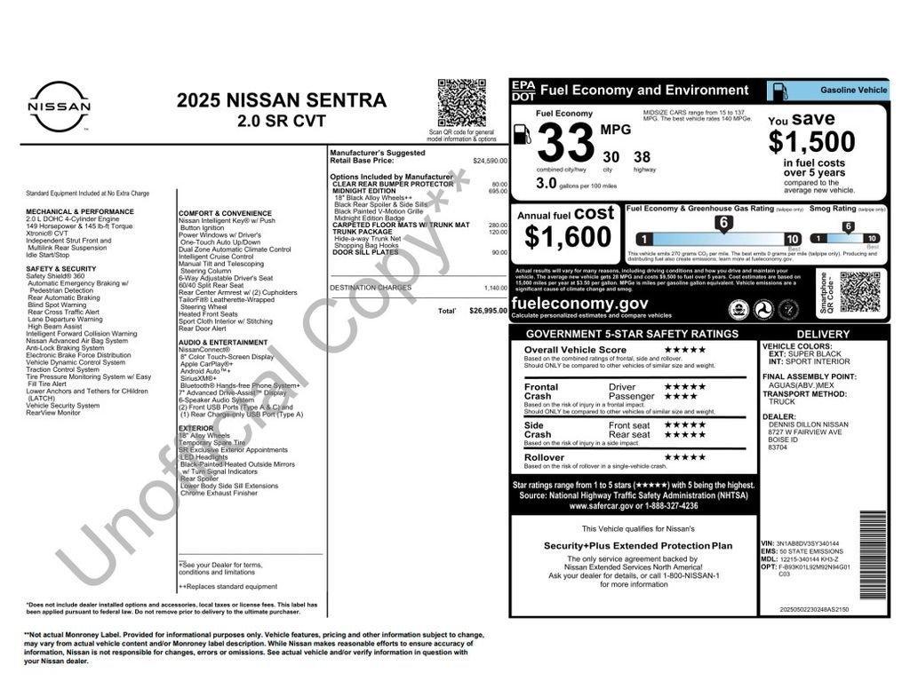 used 2025 Nissan Sentra car, priced at $24,772