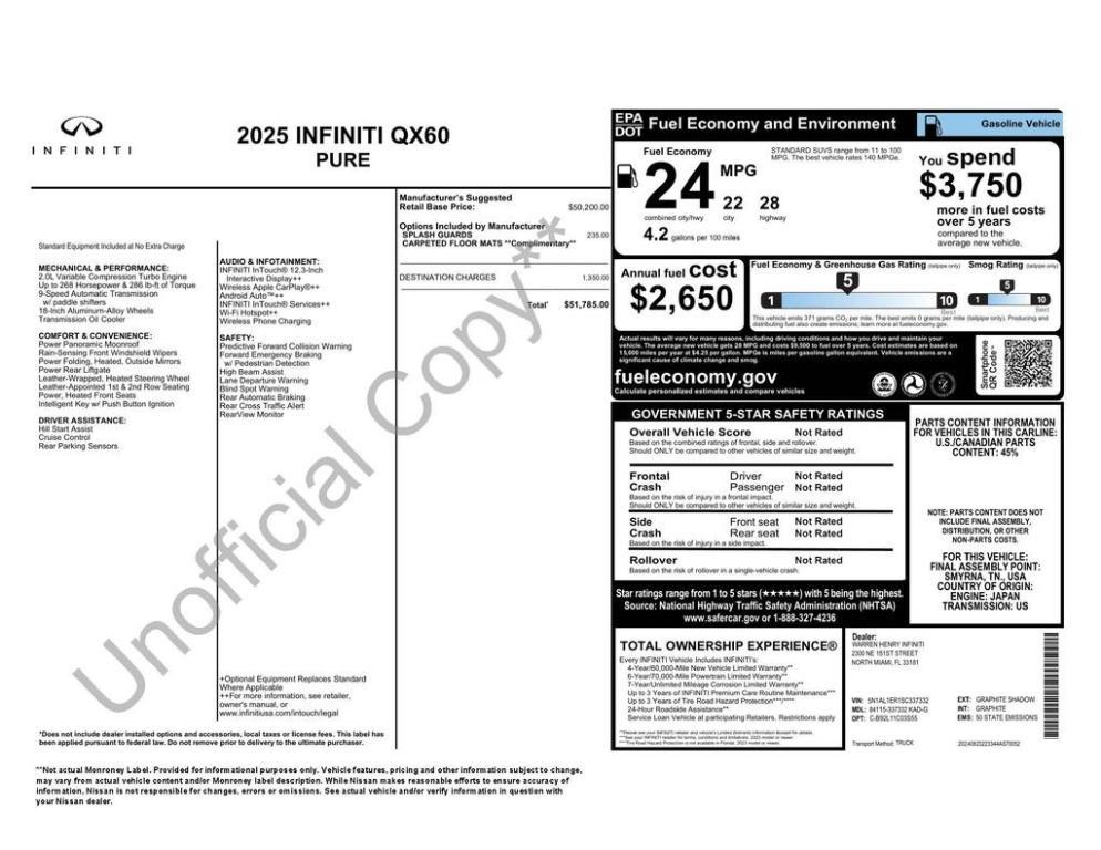 used 2025 INFINITI QX60 car, priced at $37,673