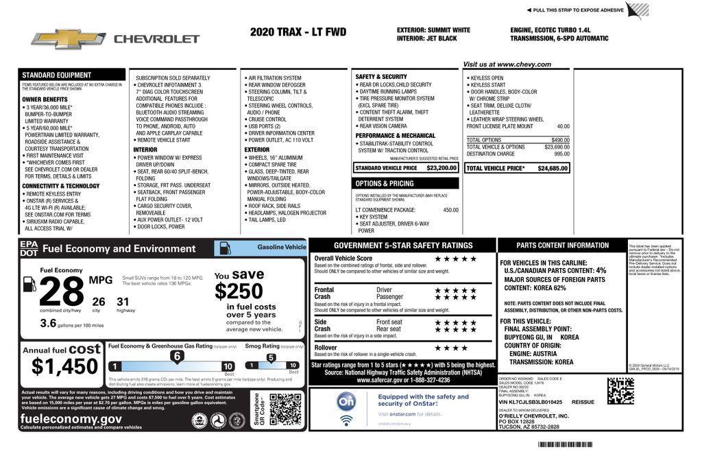 used 2020 Chevrolet Trax car, priced at $15,171