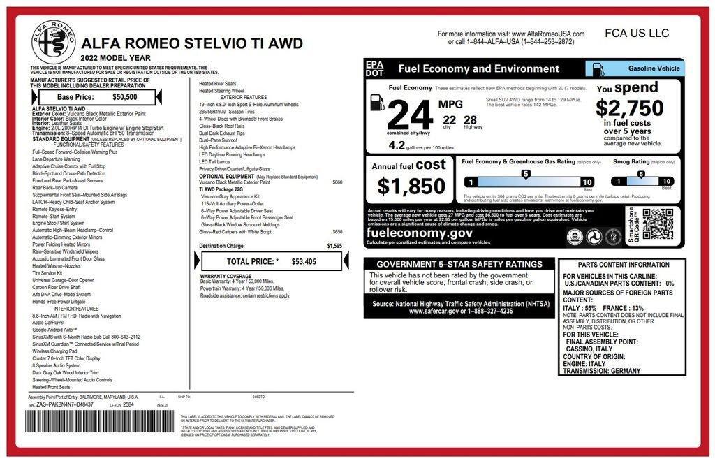 used 2022 Alfa Romeo Stelvio car, priced at $21,073