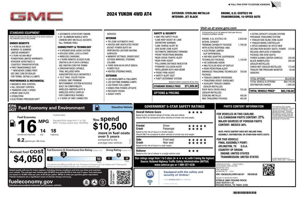 used 2024 GMC Yukon car, priced at $64,773