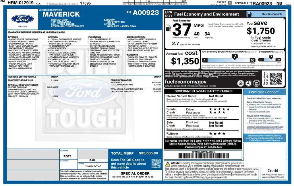 used 2026 Ford Maverick car, priced at $34,173