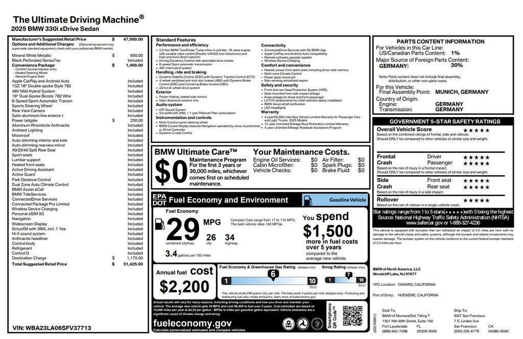 used 2025 BMW 330 car, priced at $42,373
