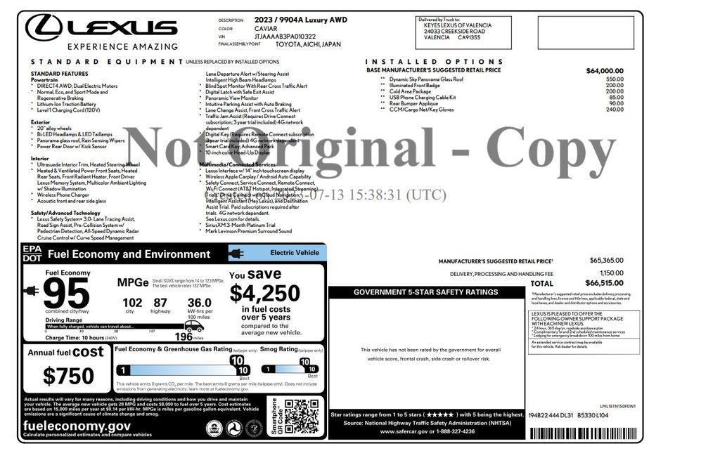 used 2023 Lexus RZ 450e car, priced at $31,673