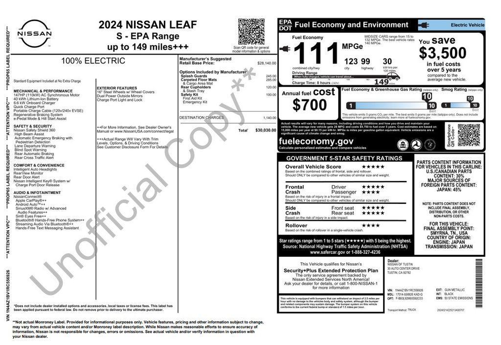 used 2024 Nissan Leaf car, priced at $14,673