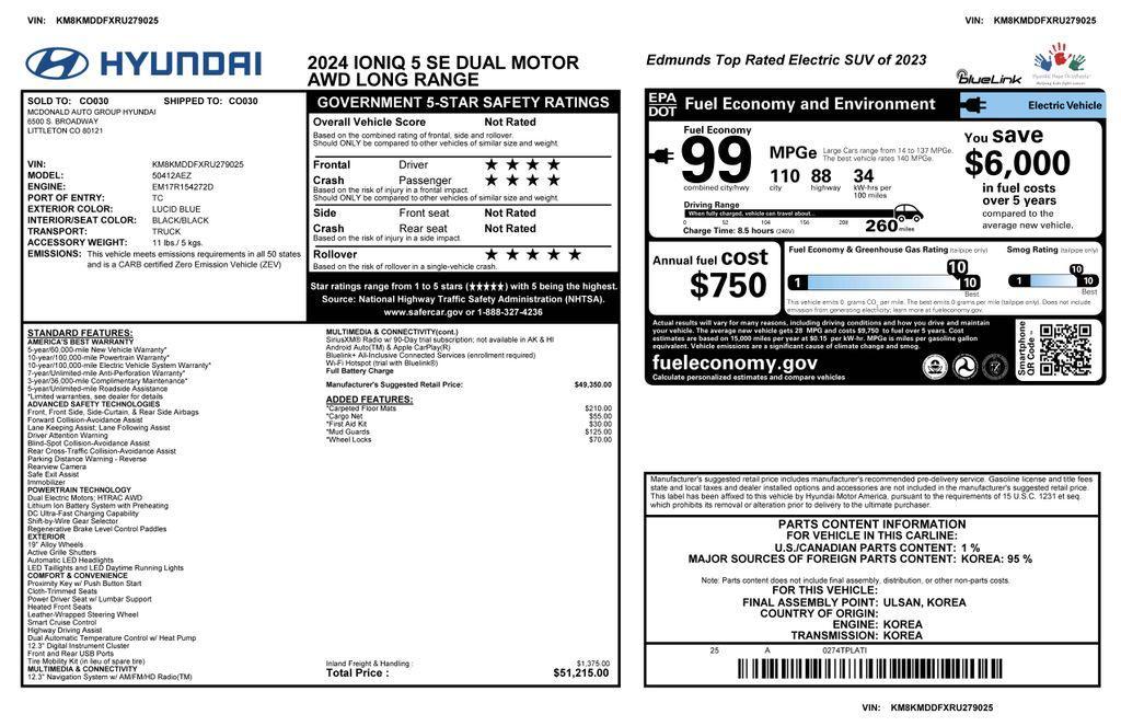 used 2024 Hyundai IONIQ 5 car, priced at $26,373