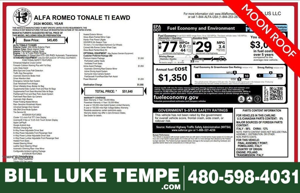 used 2024 Alfa Romeo Tonale car, priced at $24,873